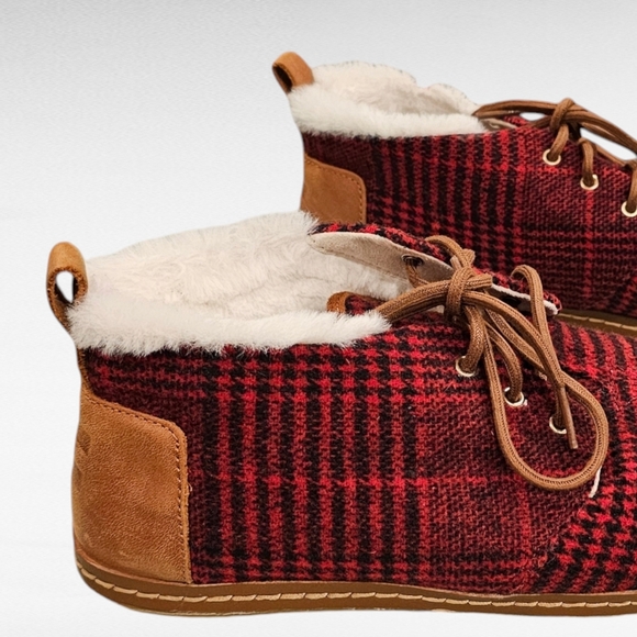 Toms Red Plaid Bota Shoes Size 10 - Picture 9 of 16